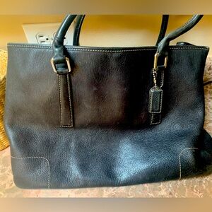 Vintage black leather coach bag